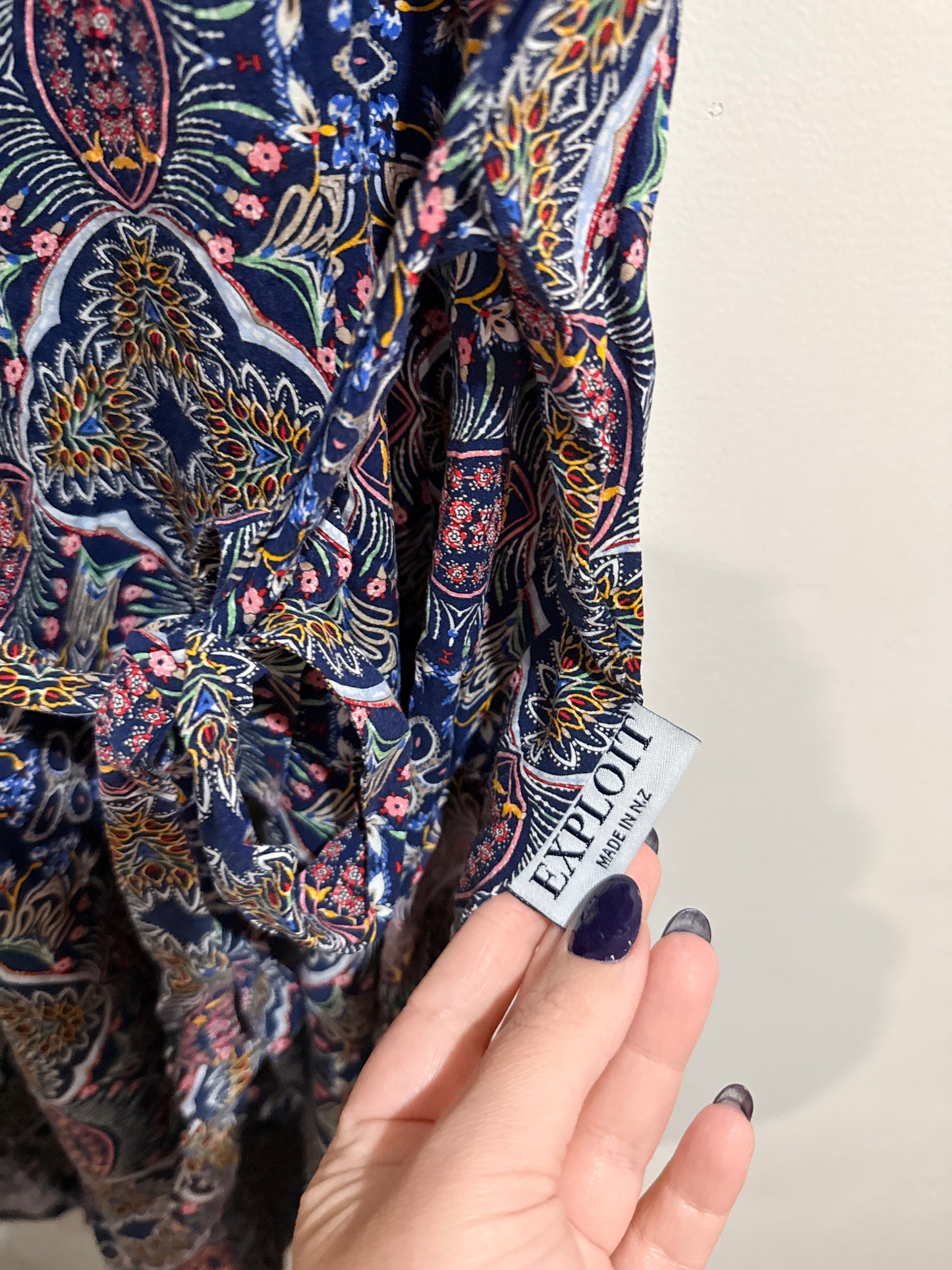 Exploit Paisley Print Tie-waist Dress Size 12