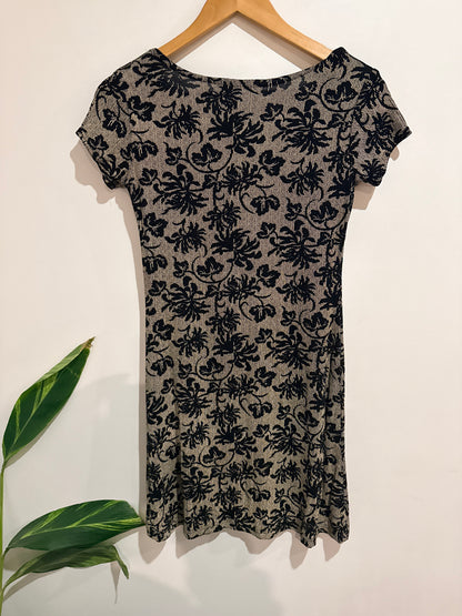 All That Jazz Floral Metallic Knit Mini Dress Size U/arm to U/arm 39cm