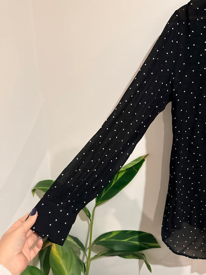Max Polka Dot Sheer Long Sleeve Button-up Blouse Size 10