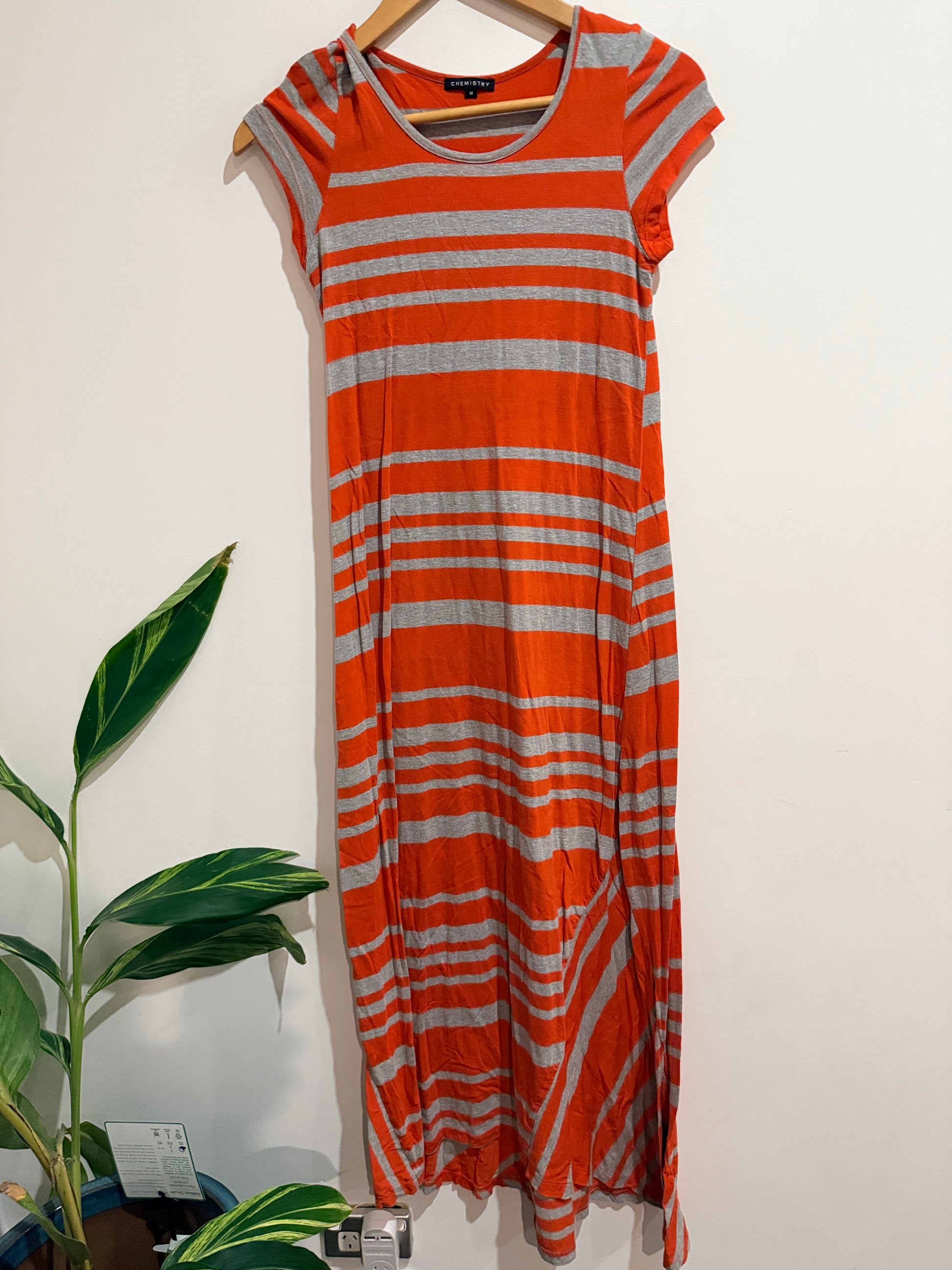 Chemistry Striped Cap Sleeve Maxi T-shirt Dress Size M