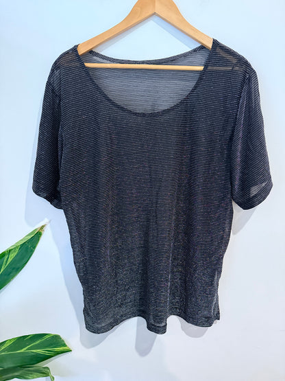 Brand Unknown Metallic Stripe T-shirt Size U/arm to U/arm 63cm