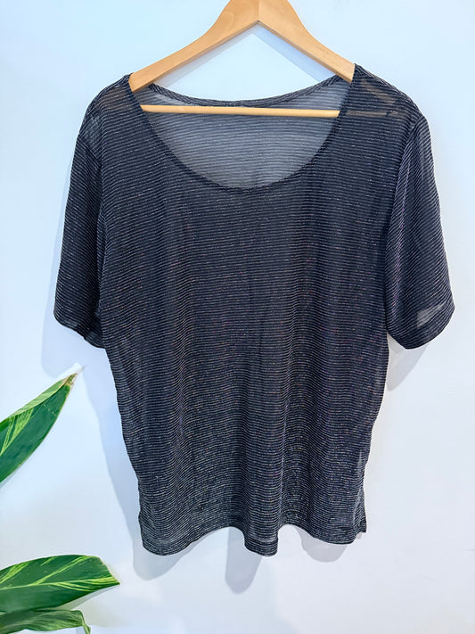 Brand Unknown Metallic Stripe T-shirt Size U/arm to U/arm 63cm