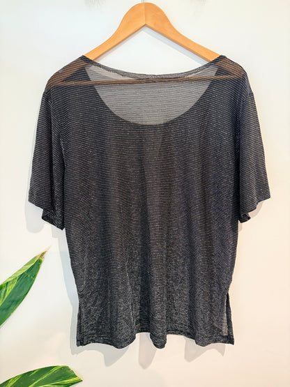 Brand Unknown Metallic Stripe T-shirt Size U/arm to U/arm 63cm