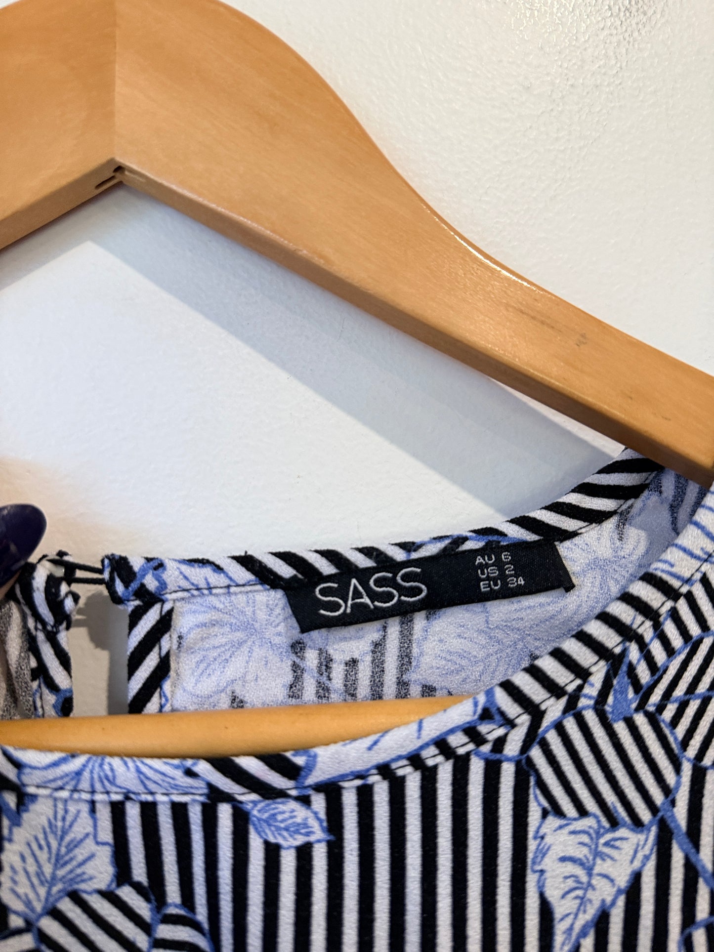 SASS Floral Stripe Print Top Size 8