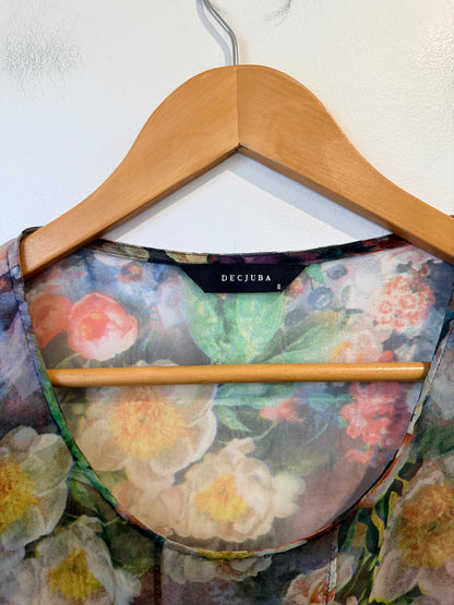 Decjuba Floral Print Sleeveless Top Size 8