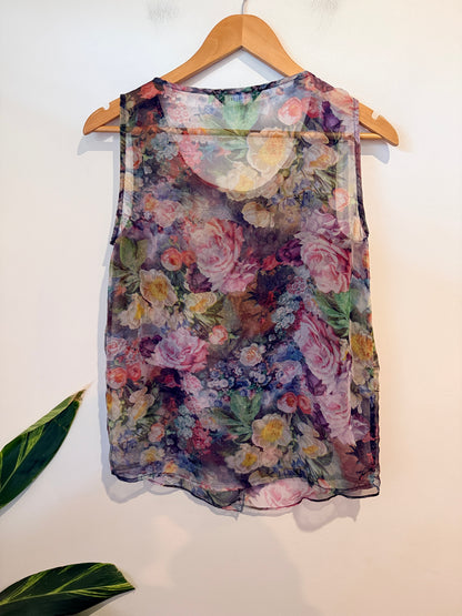 Decjuba Floral Print Sleeveless Top Size 8