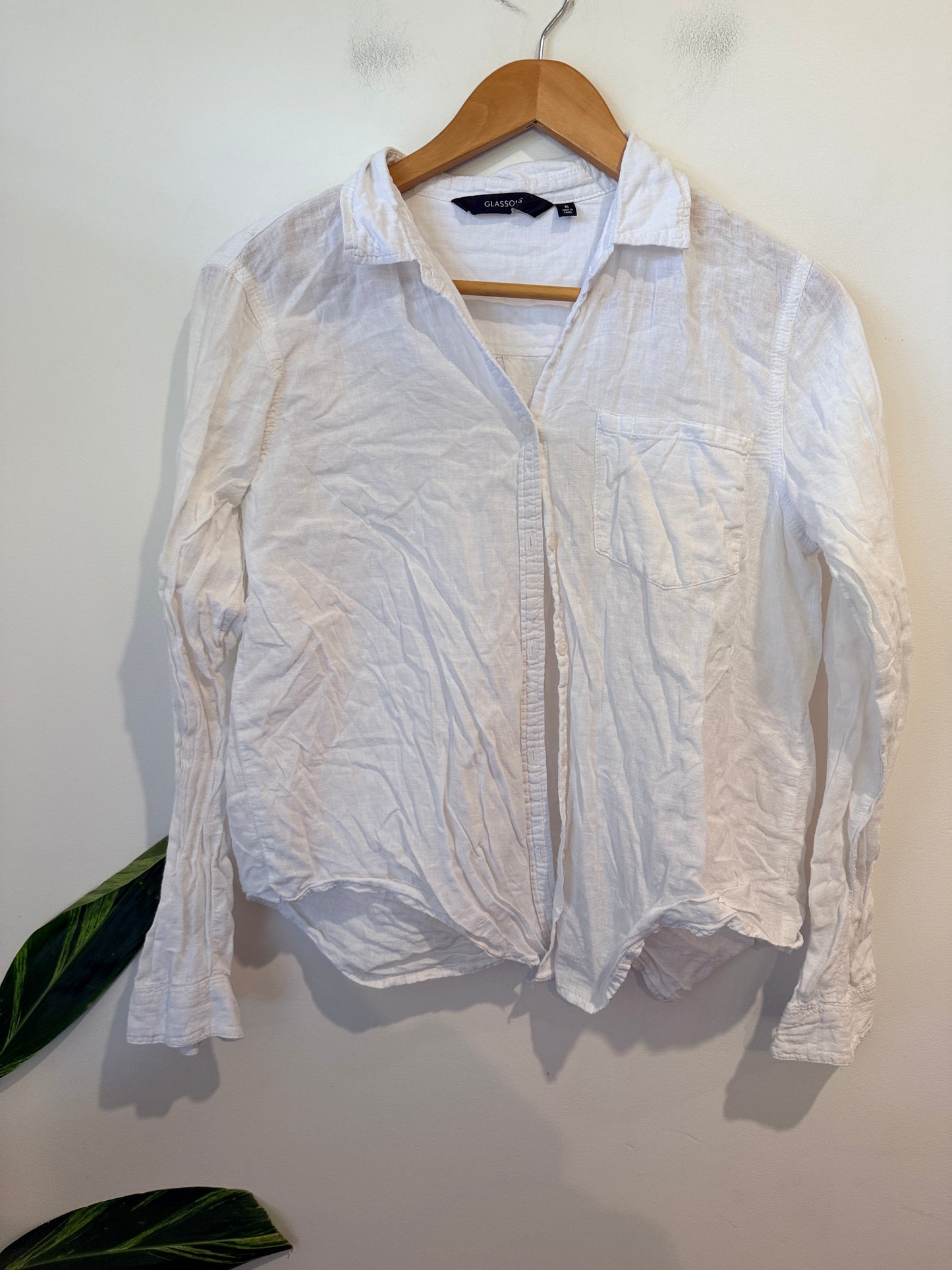 Glassons Linen Blend White Shirt Size 6