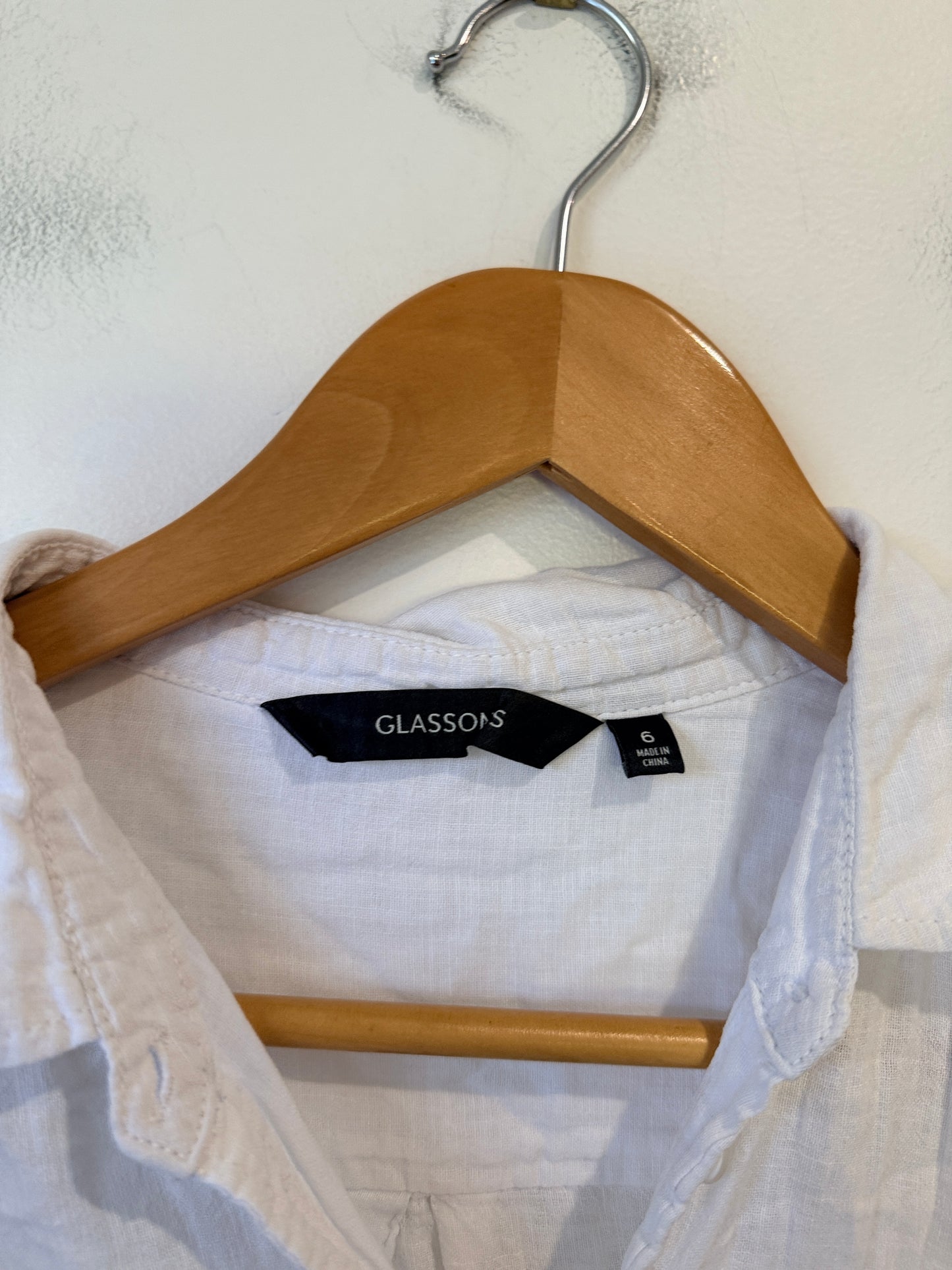 Glassons Linen Blend White Shirt Size 6