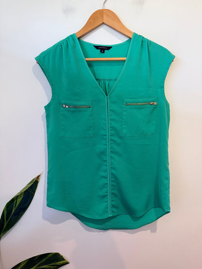 Portmans Sleeveless Zip-pocket Top Green Size 6