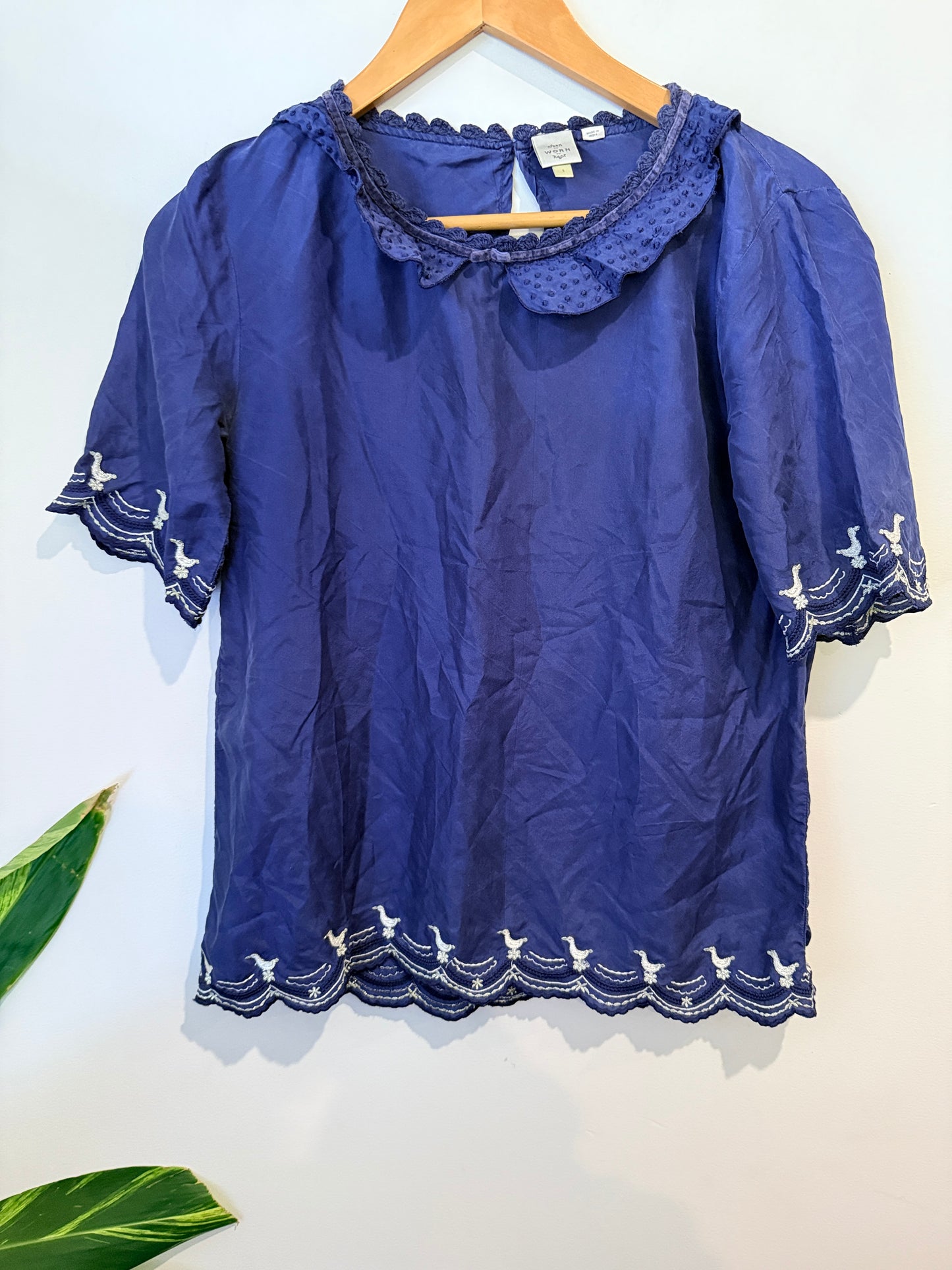 Seen Worn Kept Embroidered Collar Top Size S