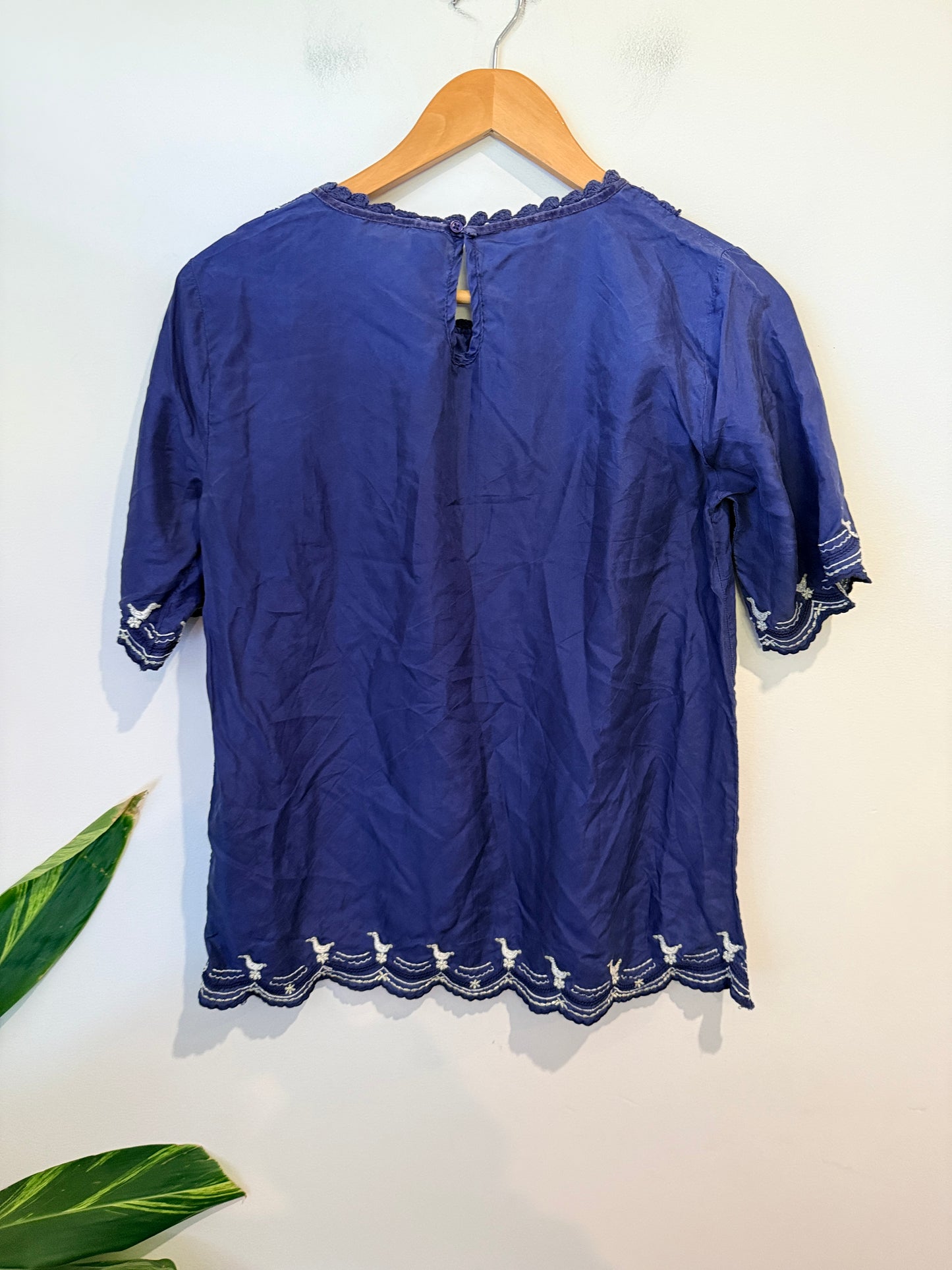Seen Worn Kept Embroidered Collar Top Size S