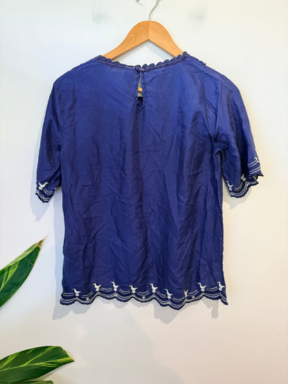 Seen Worn Kept Embroidered Collar Top Size S