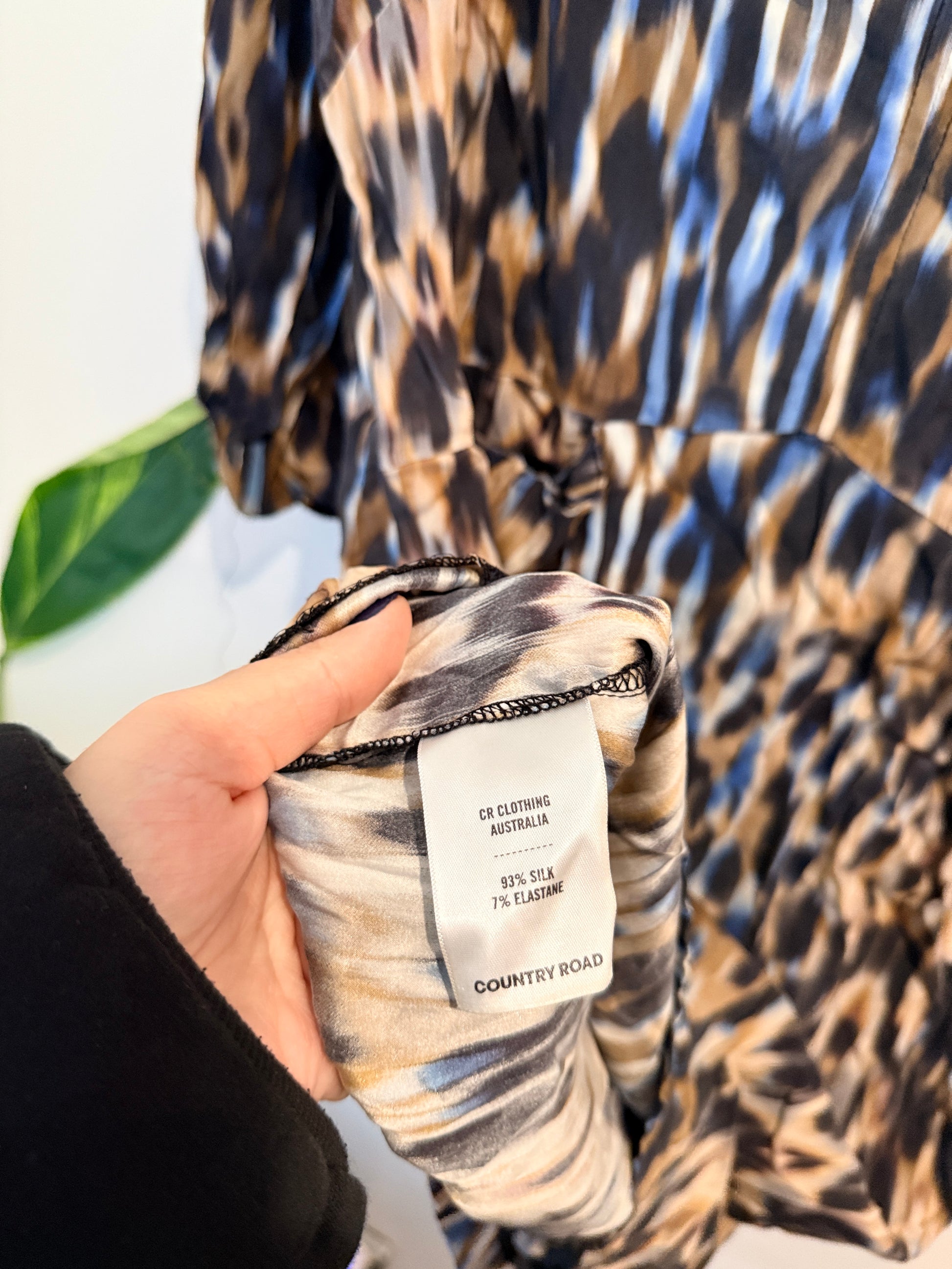 Country Road 3/4 Sleeve Silk Tunic Animal Print Size 10