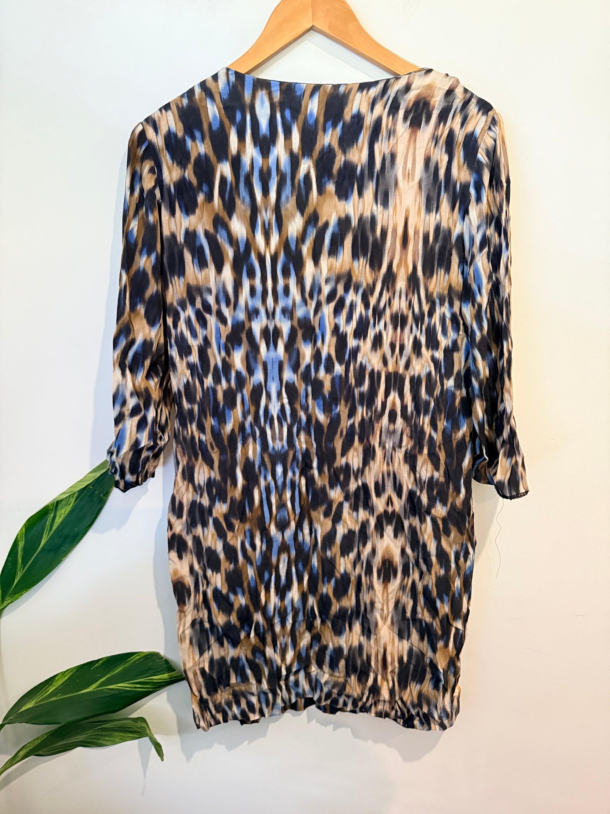Country Road 3/4 Sleeve Silk Tunic Animal Print Size 10