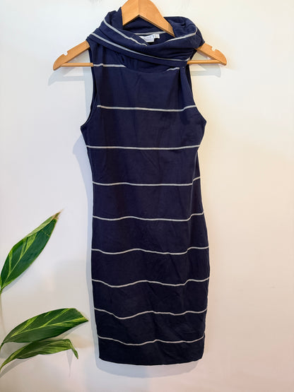 Betty Basics Cowl Neck Sleeveless Dress Stripe Size 10 (AU)