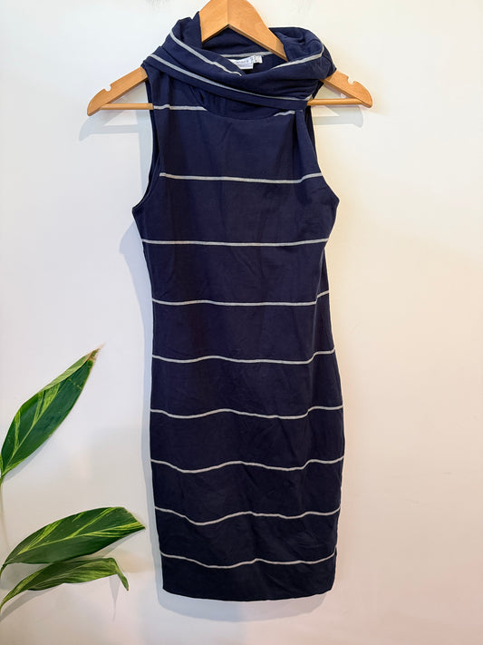 Betty Basics Cowl Neck Sleeveless Dress Stripe Size 10 (AU)