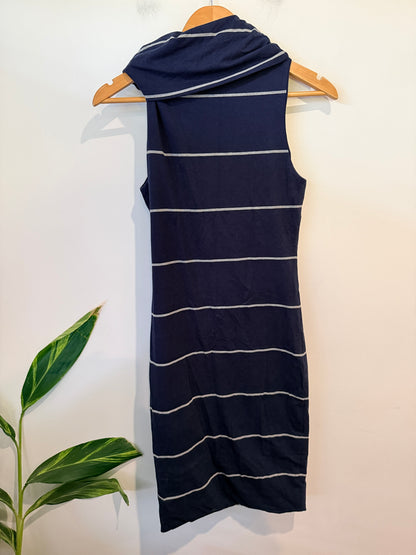 Betty Basics Cowl Neck Sleeveless Dress Stripe Size 10 (AU)