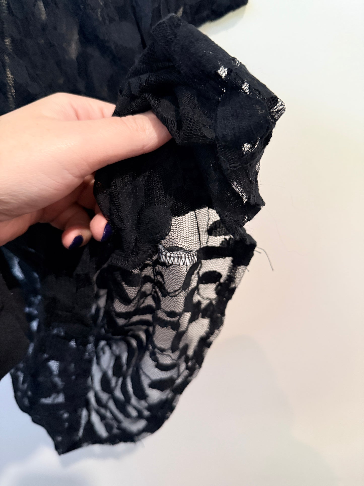 Glassons Sheer Lace Zip-back Top Black Size 8