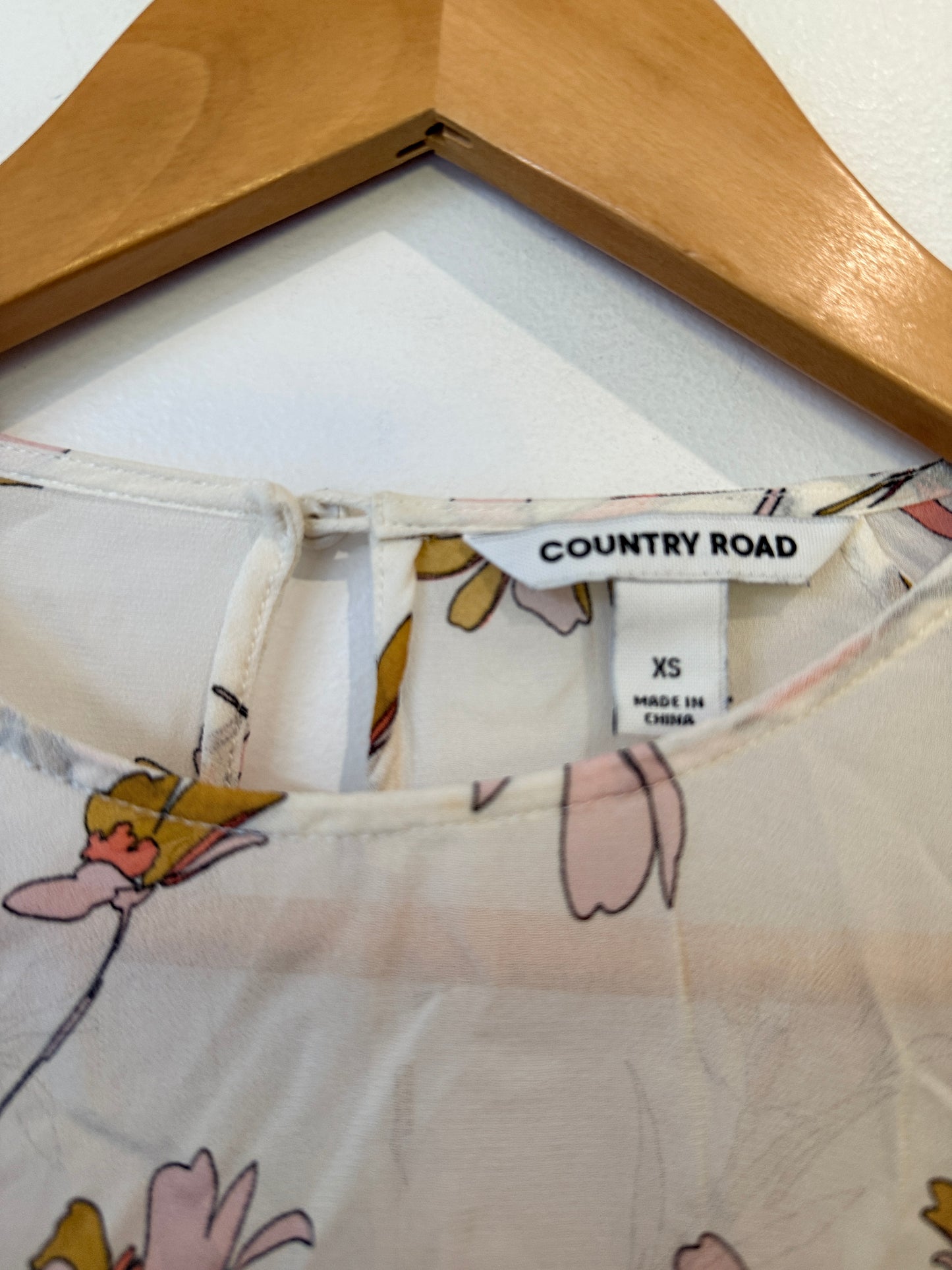 Country Road Sheer Button-sleeve Blouse Floral Size XS