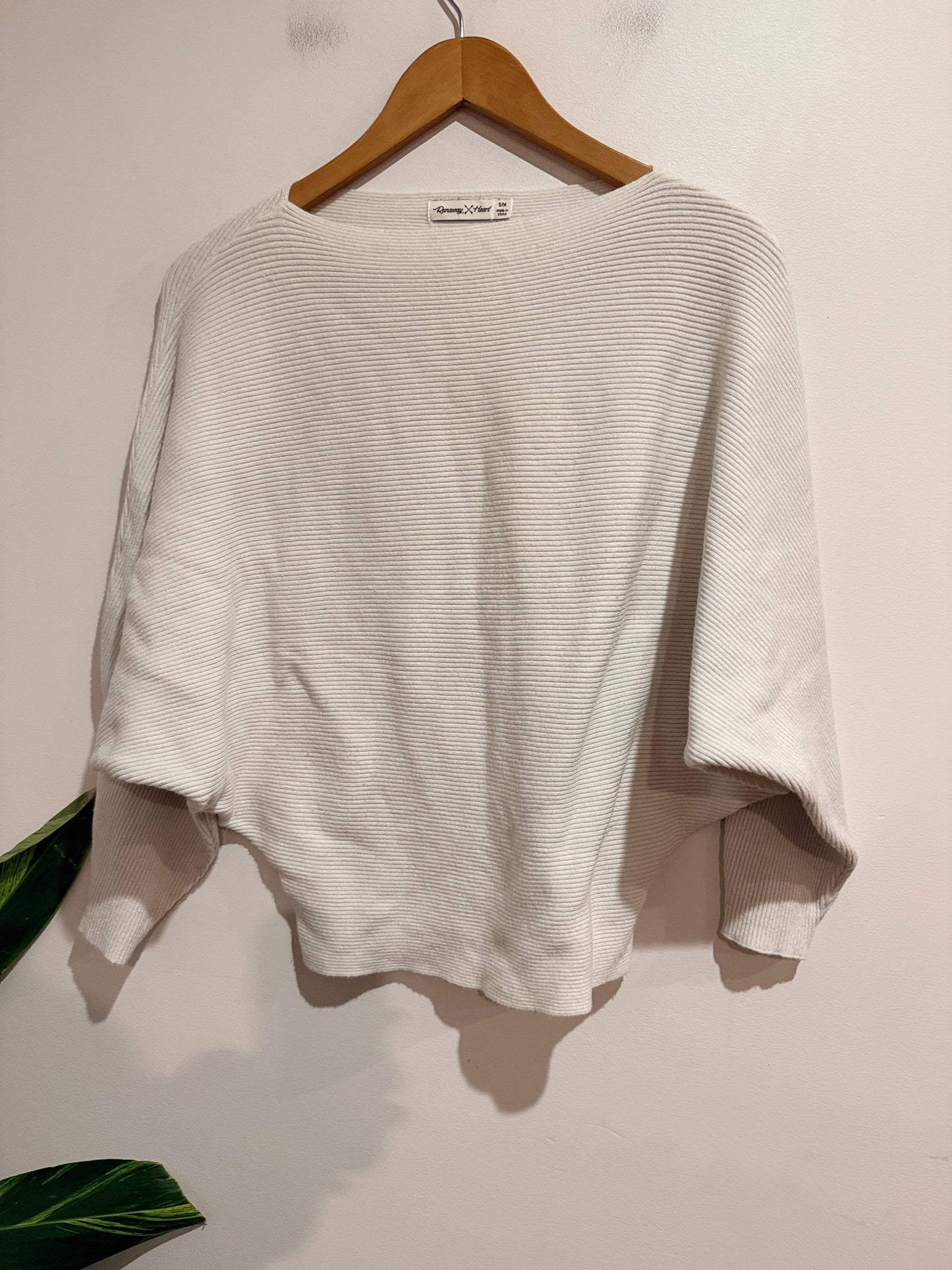 Runaway Heart Knit Batwing Sweater Size S/M