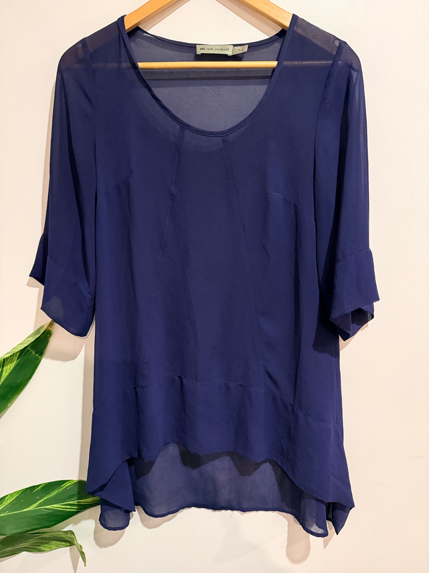 Obi New Zealand Chiffon Overlay Tunic Top Size 10