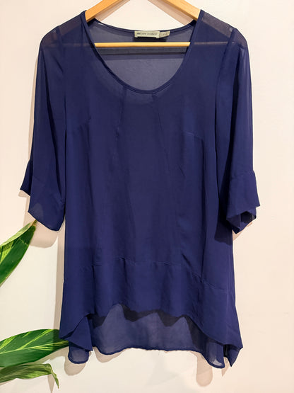 Obi New Zealand Chiffon Overlay Tunic Top Size 10
