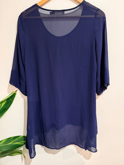 Obi New Zealand Chiffon Overlay Tunic Top Size 10