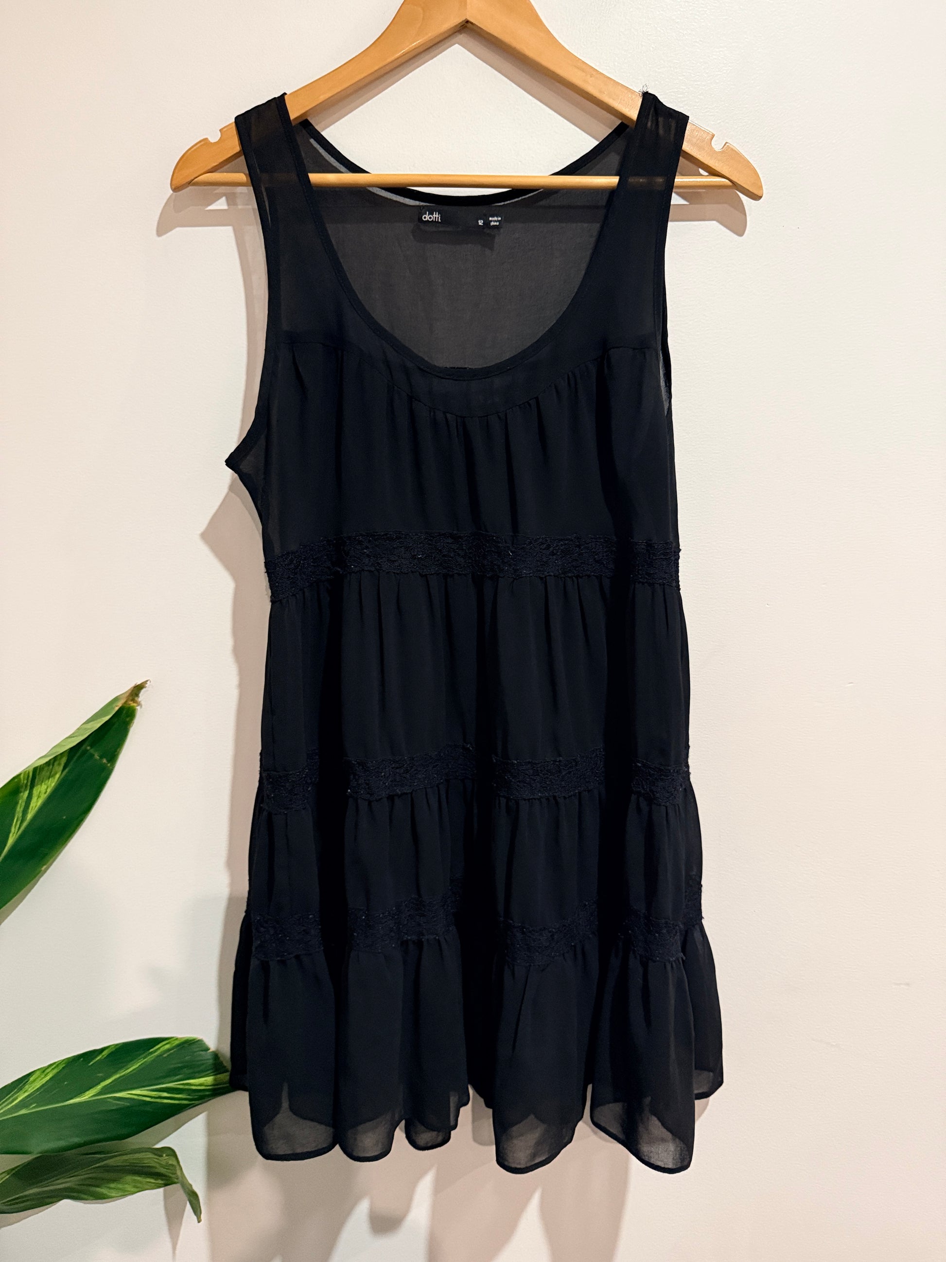 Dotti Tiered Mini Dress Size 12