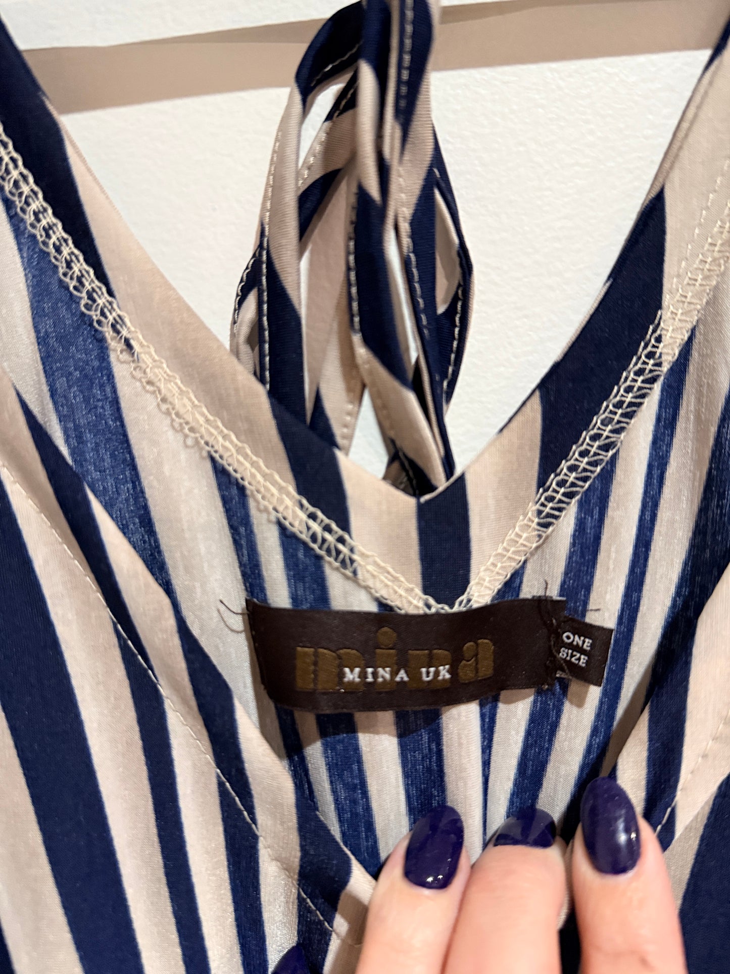 Mina Striped V-neck Mini Dress Size One Size | U/Arm to U/Arm 43cm