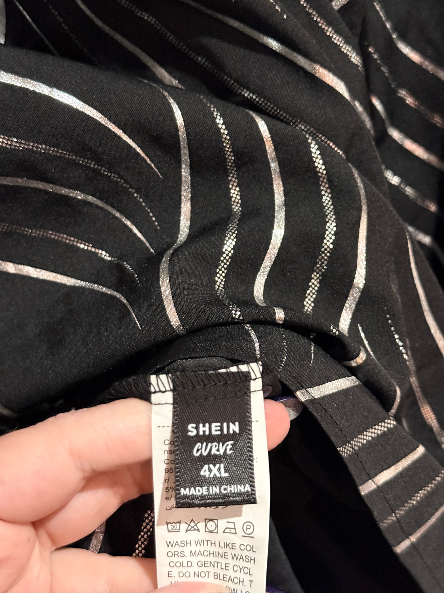 Shein Curve Abstract Print Long-sleeve Top Size 4XL