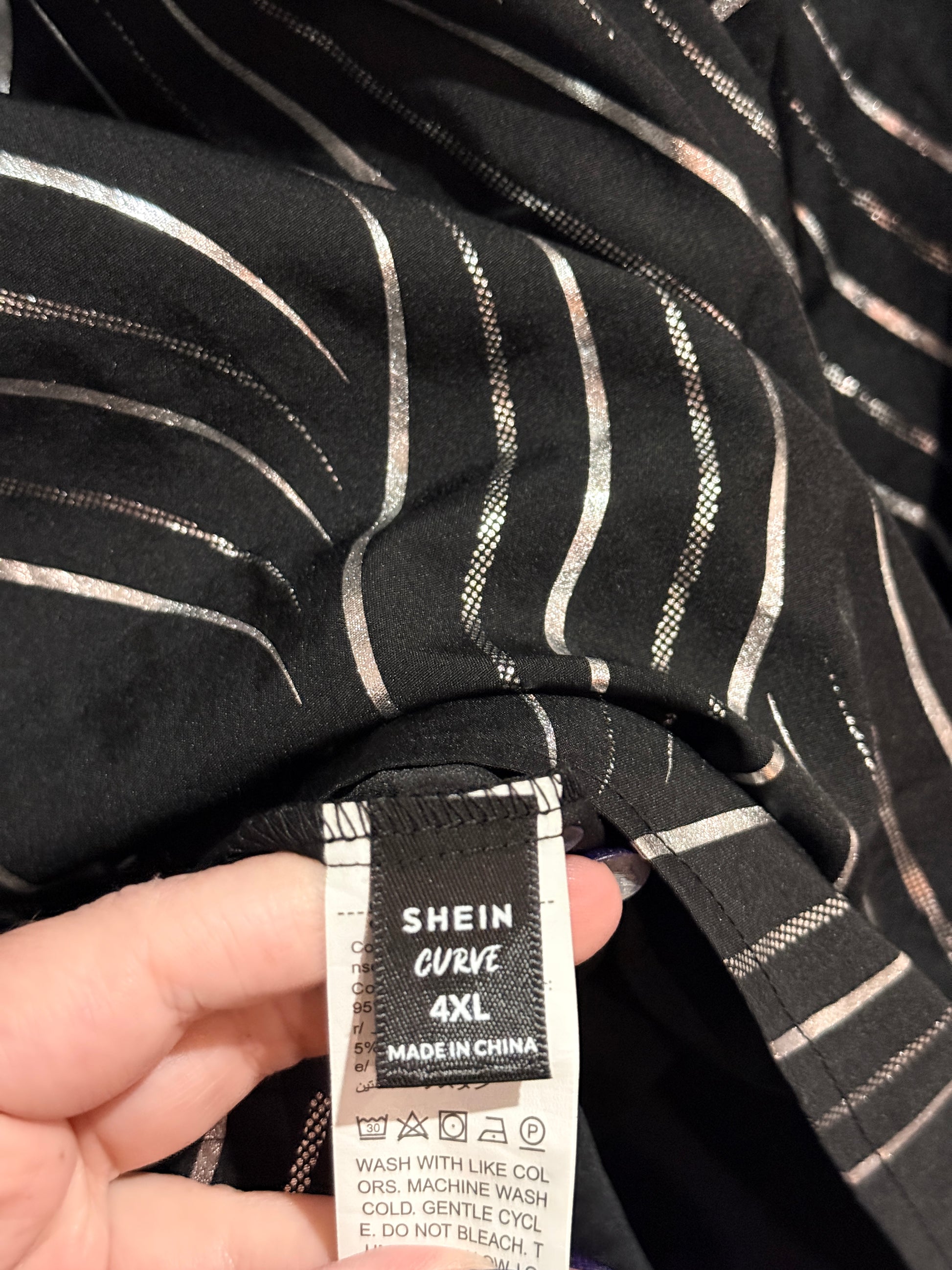Shein Curve Abstract Print Long-sleeve Top Size 4XL