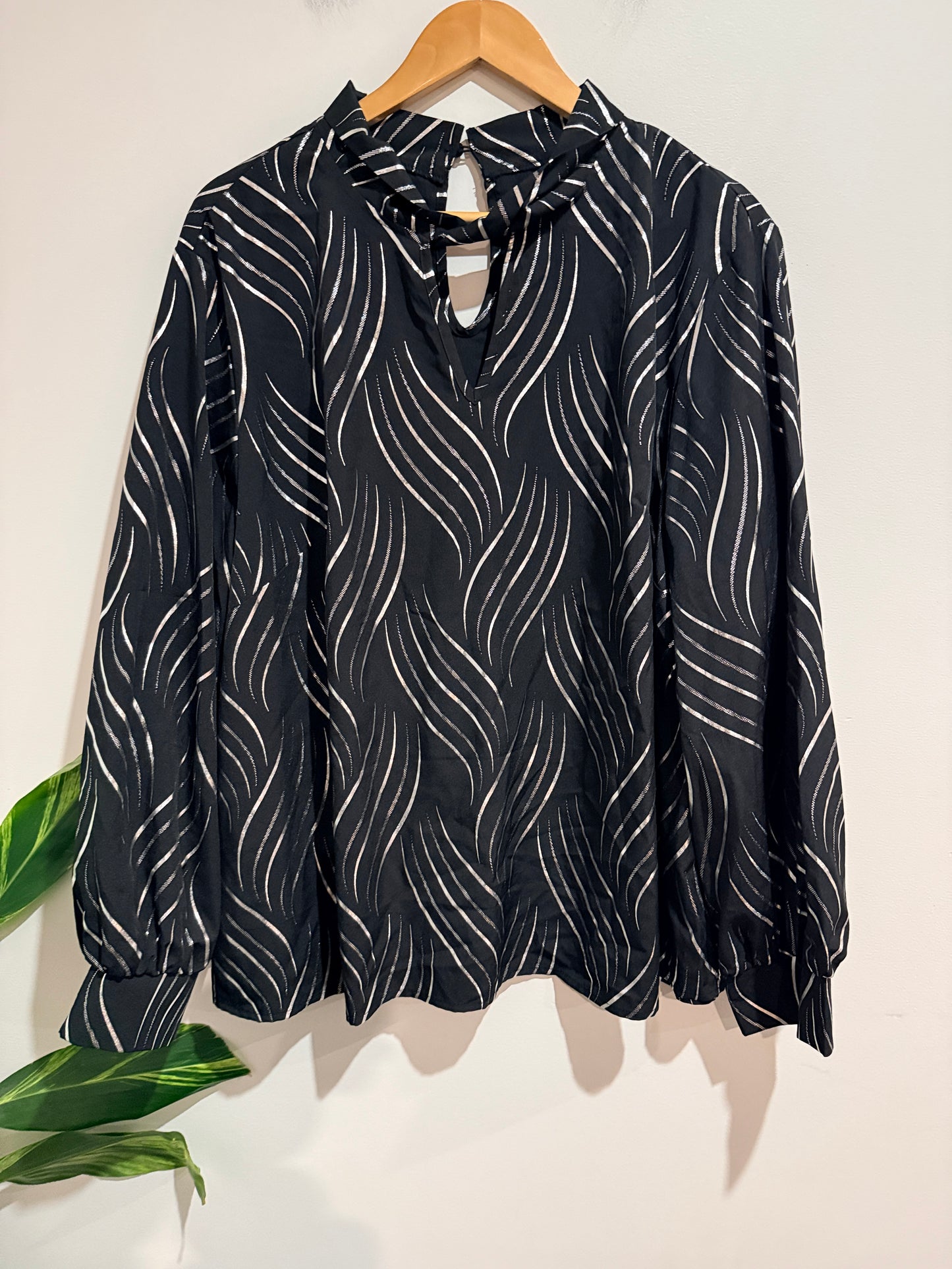 Shein Curve Abstract Print Long-sleeve Top Size 4XL