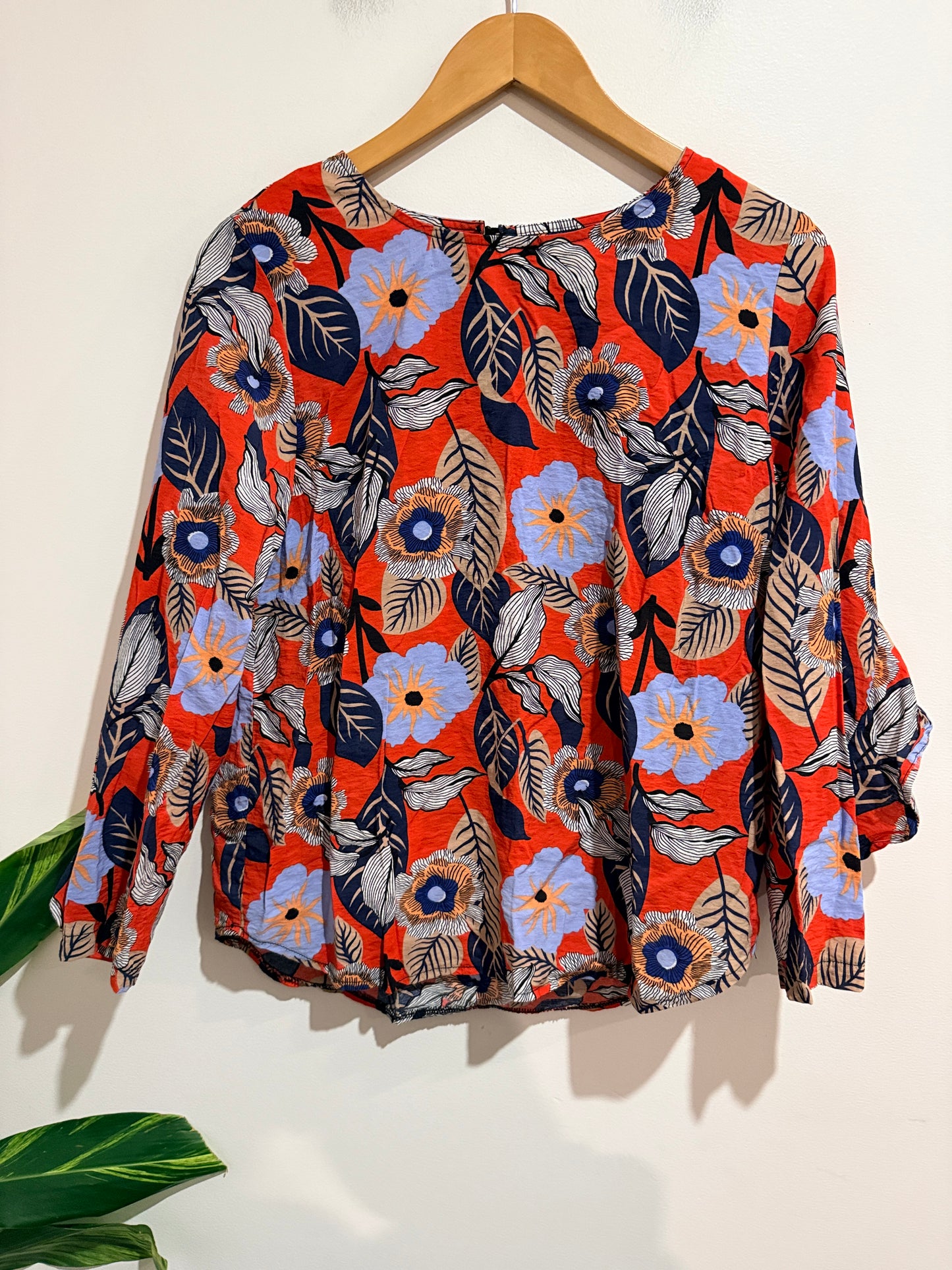 Seduce (NZ Made) Long-sleeve Floral Top Size 10