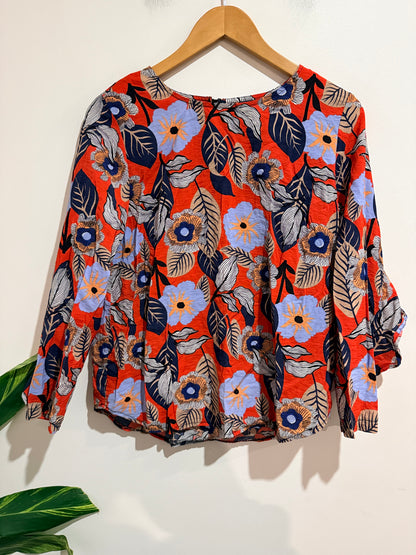 Seduce (NZ Made) Long-sleeve Floral Top Size 10