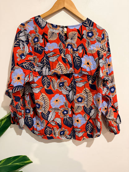 Seduce (NZ Made) Long-sleeve Floral Top Size 10