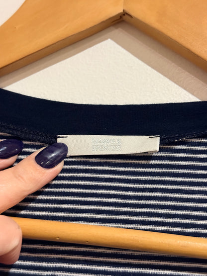 : Marks & Spencer Striped Henley Top Size 16 | U/Arm to U/Arm 49cm