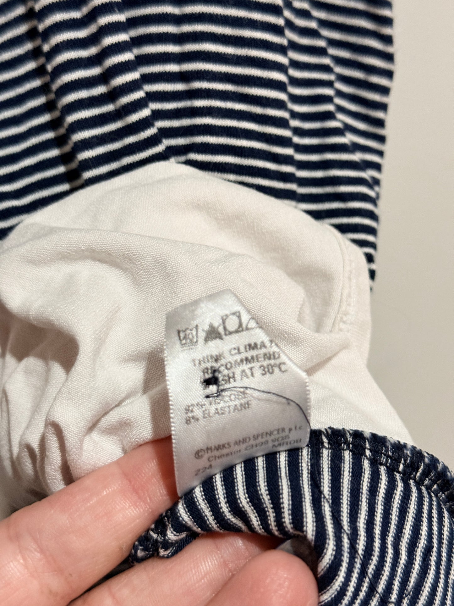 : Marks & Spencer Striped Henley Top Size 16 | U/Arm to U/Arm 49cm