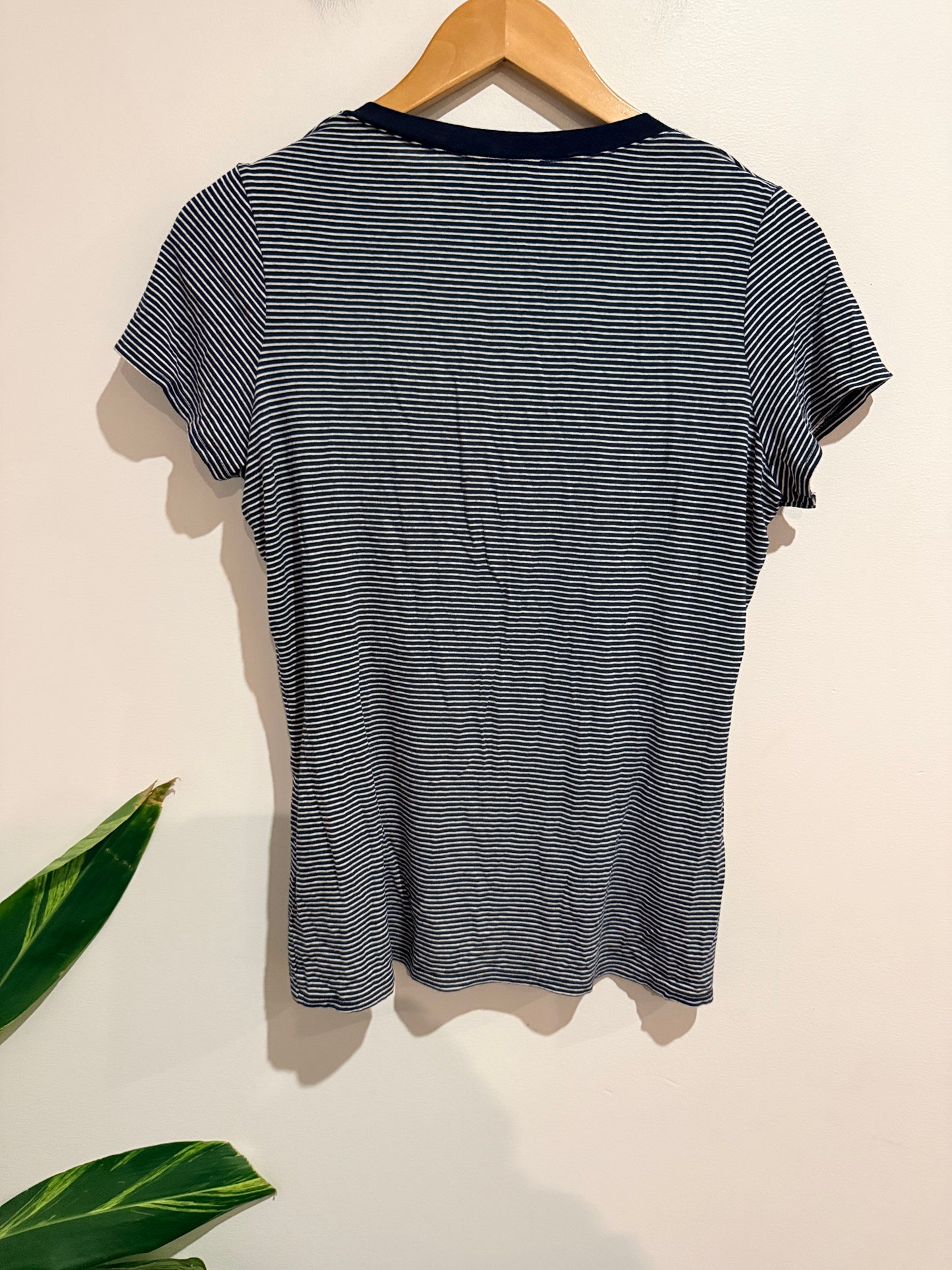 : Marks & Spencer Striped Henley Top Size 16 | U/Arm to U/Arm 49cm