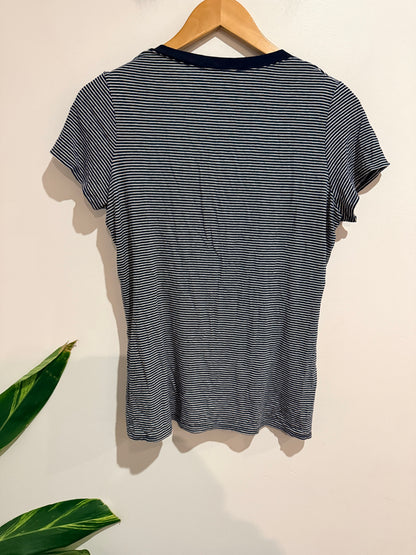 : Marks & Spencer Striped Henley Top Size 16 | U/Arm to U/Arm 49cm