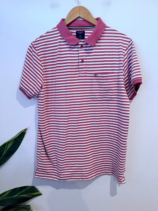 AJC Jeans Striped Polo Shirt Size Large | U/Arm to U/Arm 54cm