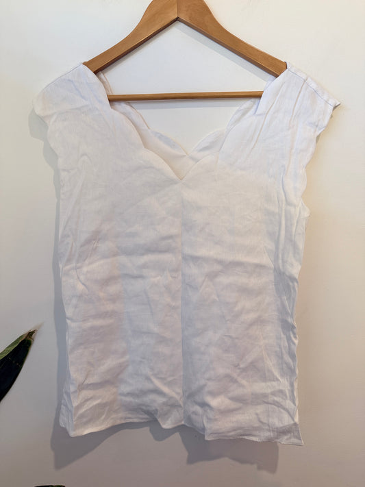 Blue Illusion Ruffle Sleeve Top Size XS | U/Arm to U/Arm 46cm