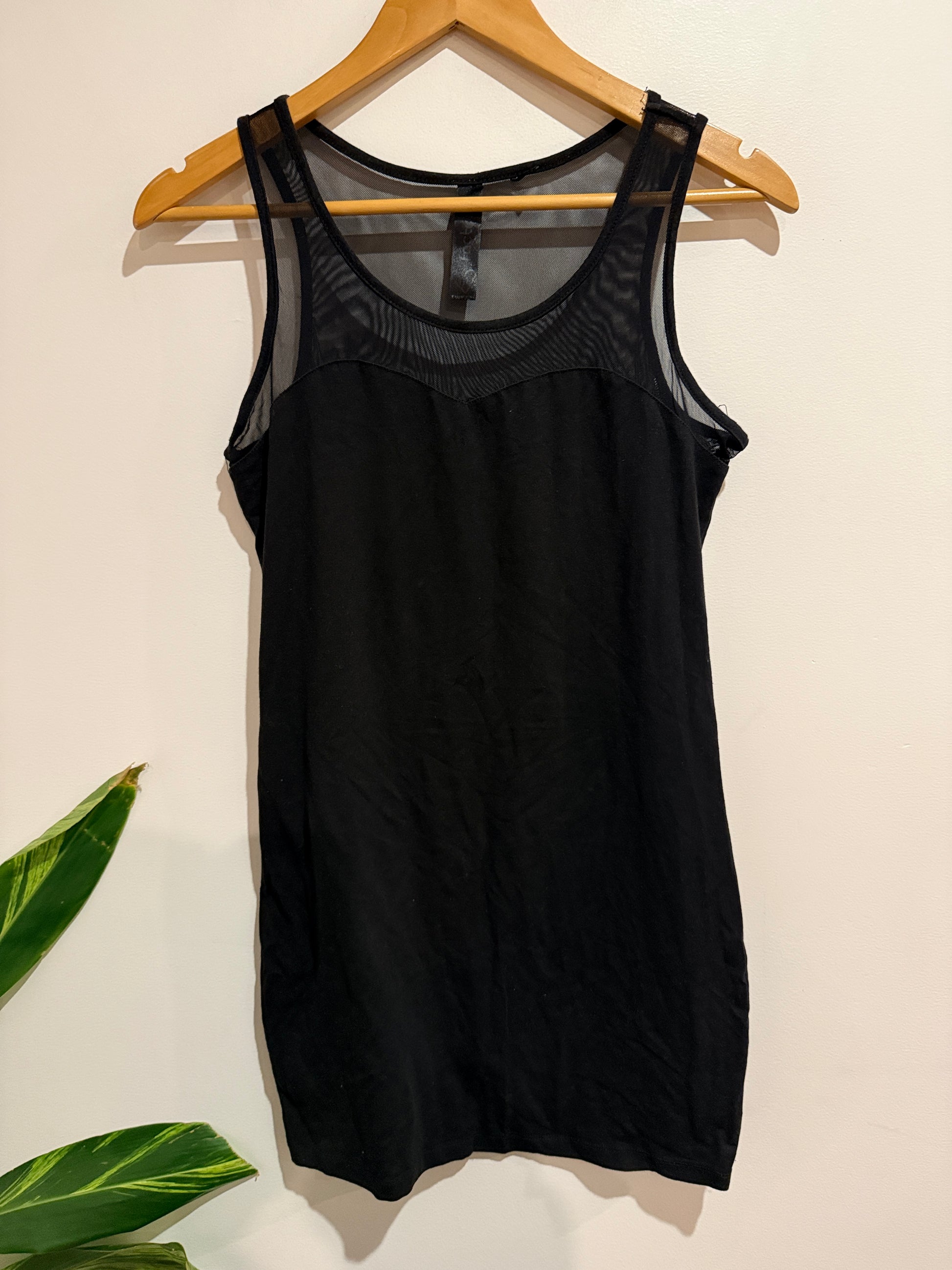 Factorie Black Mesh Panel Tank Dress