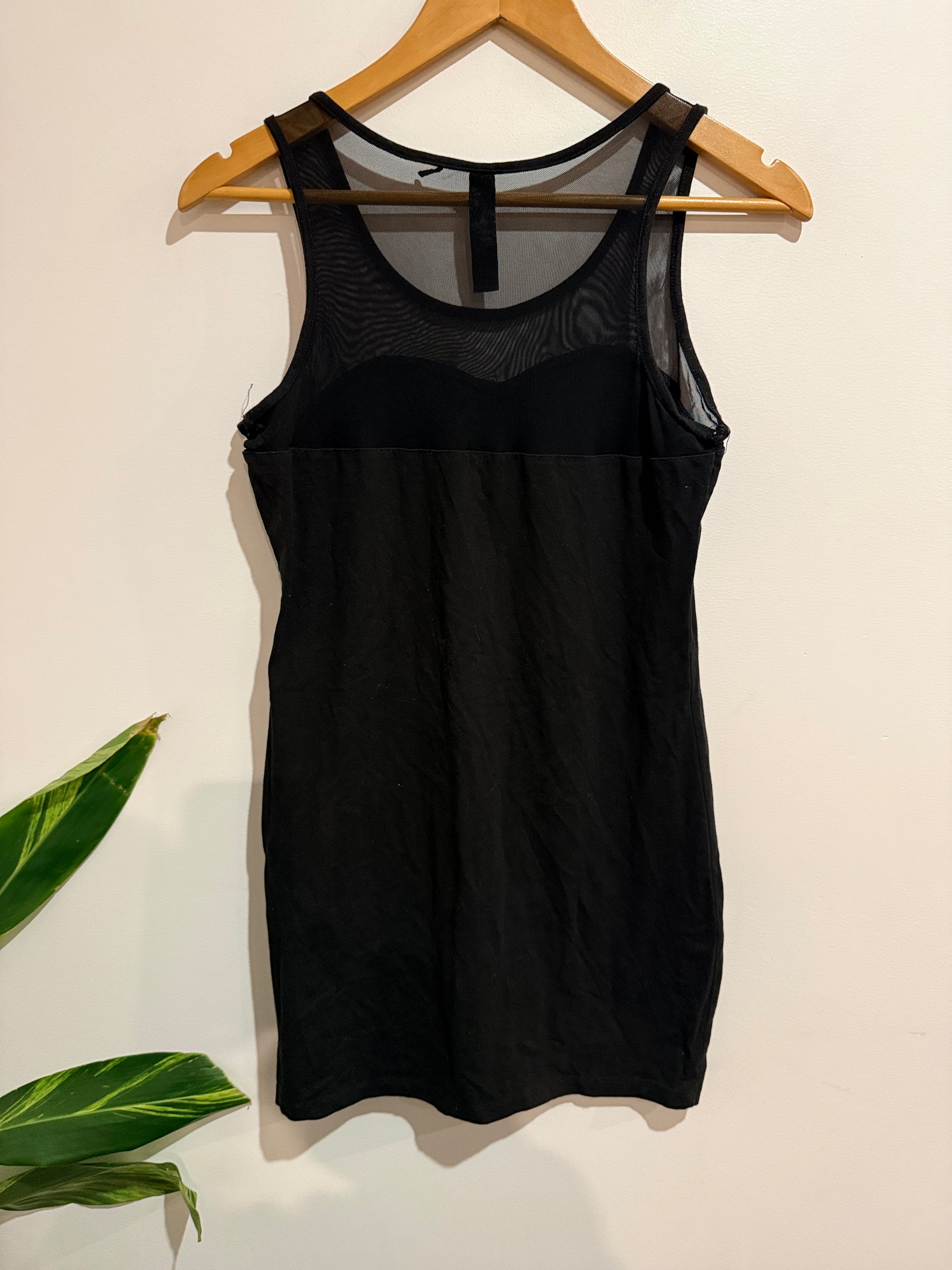 Factorie Black Mesh Panel Tank Dress