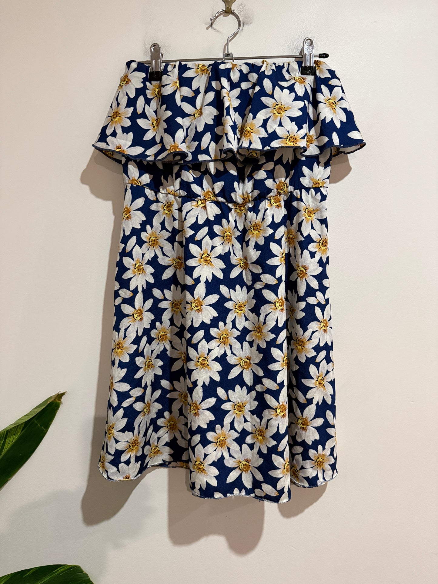 Ocean Drive Navy Daisy Floral Strapless Dress Size M