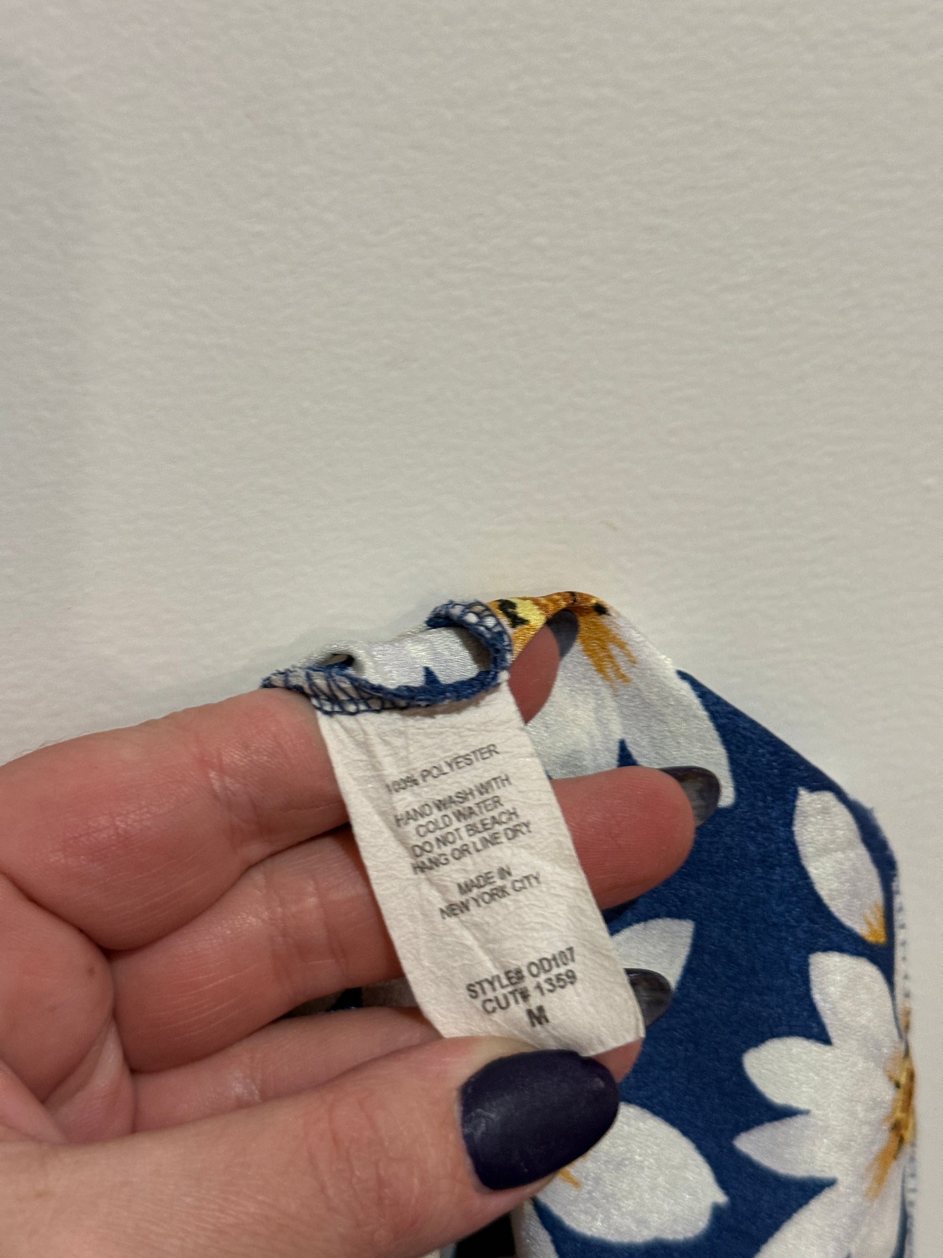 Ocean Drive Navy Daisy Floral Strapless Dress Size M