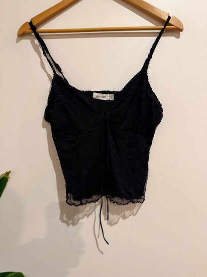 Glassons Black Lace Tie-Front Cami Top Size L
