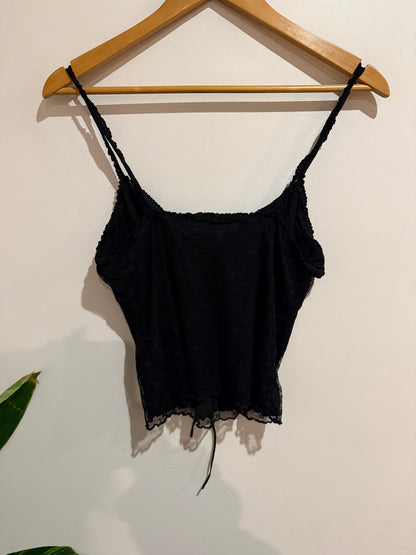 Glassons Black Lace Tie-Front Cami Top Size L