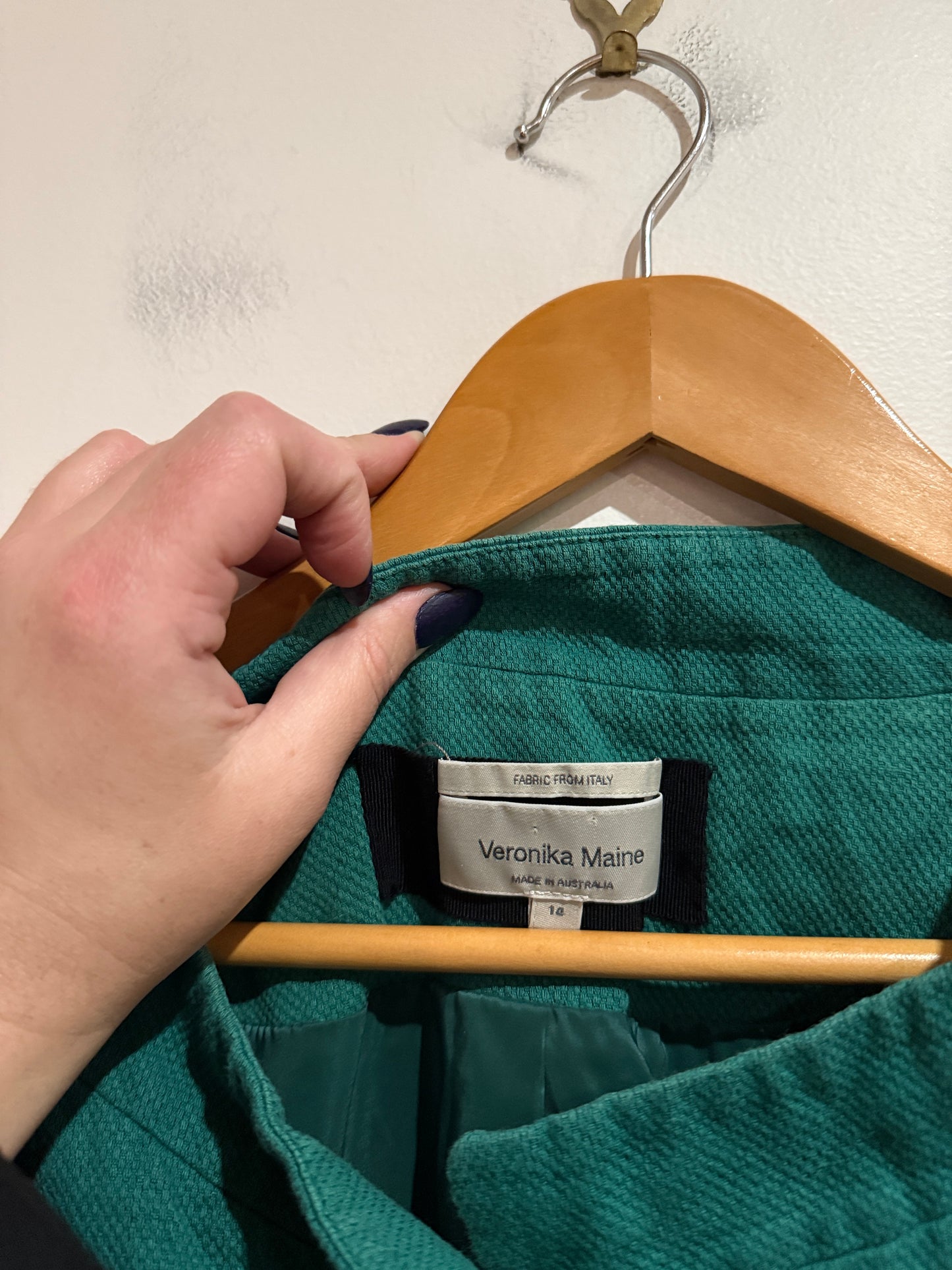 Veronika Maine Teal Cropped Short Sleeve Jacket Size 14
