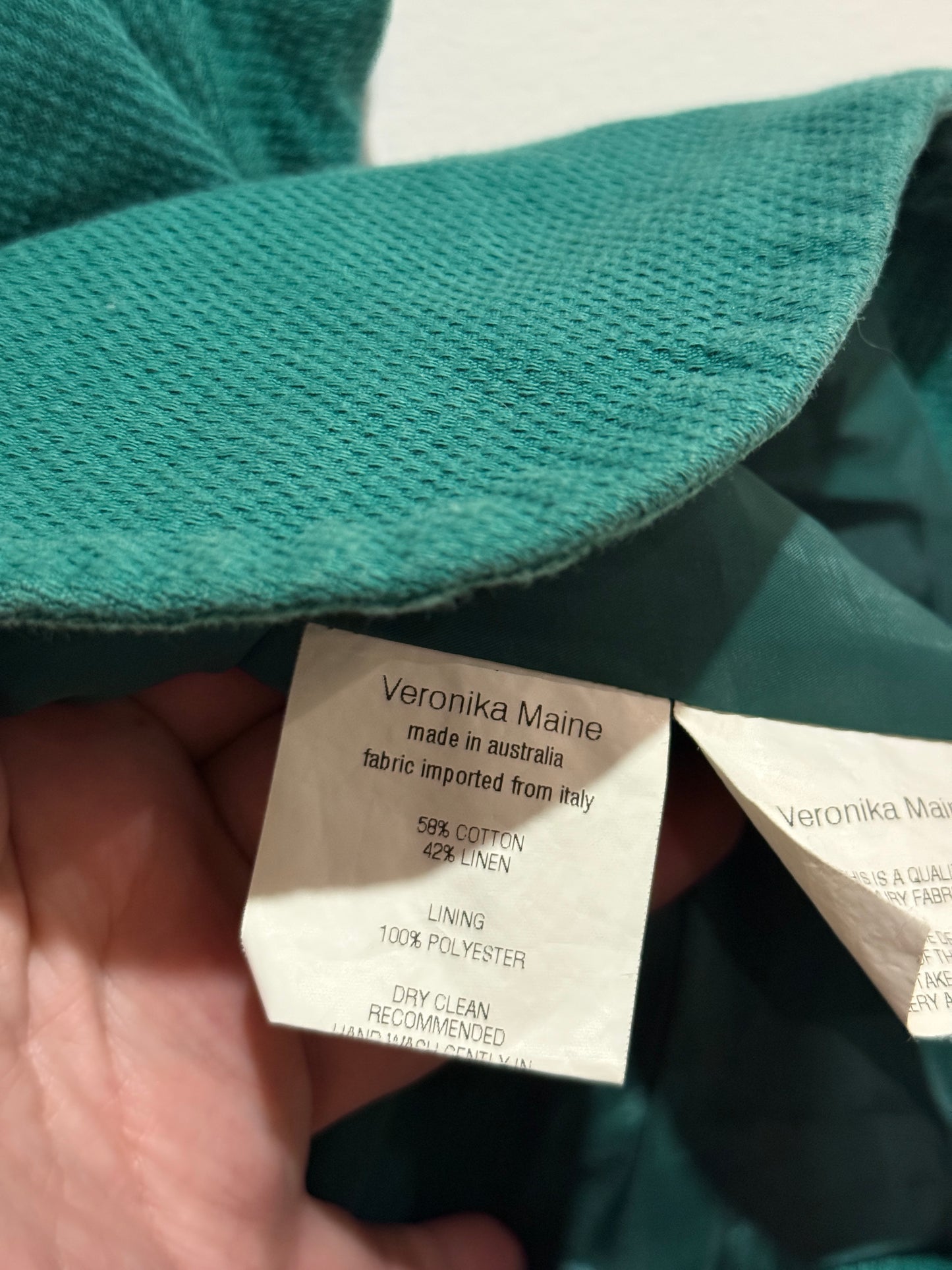 Veronika Maine Teal Cropped Short Sleeve Jacket Size 14