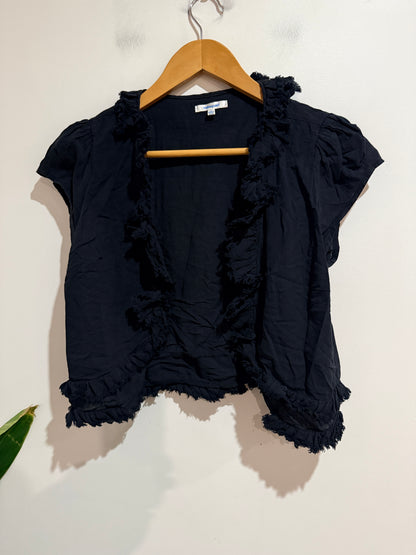 Valleygirl Black Ruffle Cropped Shrug Top Size 8